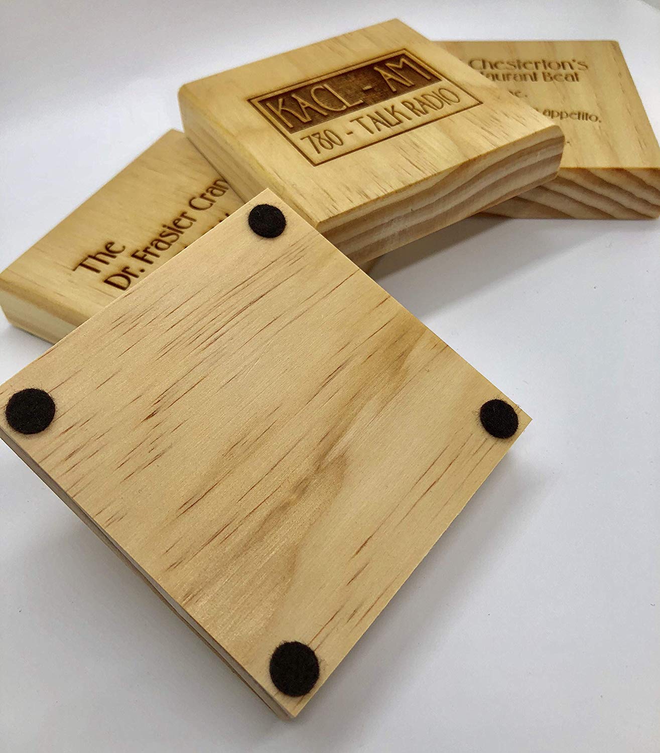 KACL Radio Show Coaster Set - Frasier Fan Gift Engraved REAL Wood Drink Coaster Set