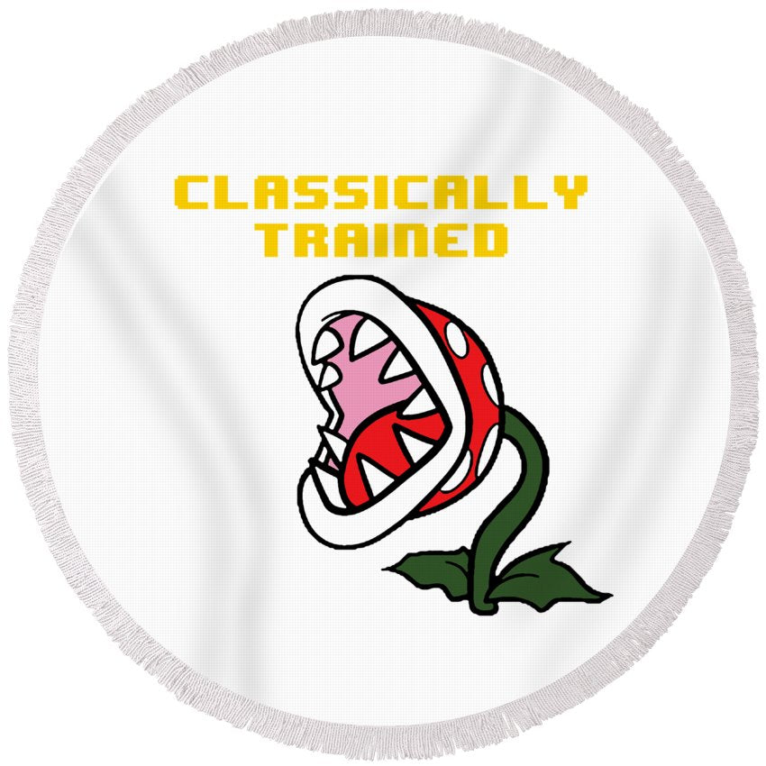 Classically Trained, Classic 8 Bit Entertainment System Characters. Babies From The 80's. - Round Beach Towel