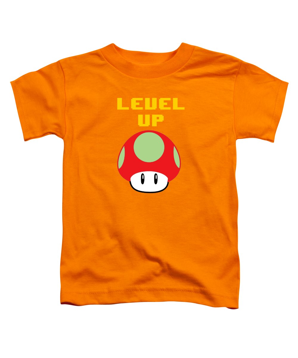 Level Up Mushroom, Classic 8 Bit Entertainment System Characters. Babies From The 80's. - Toddler T-Shirt
