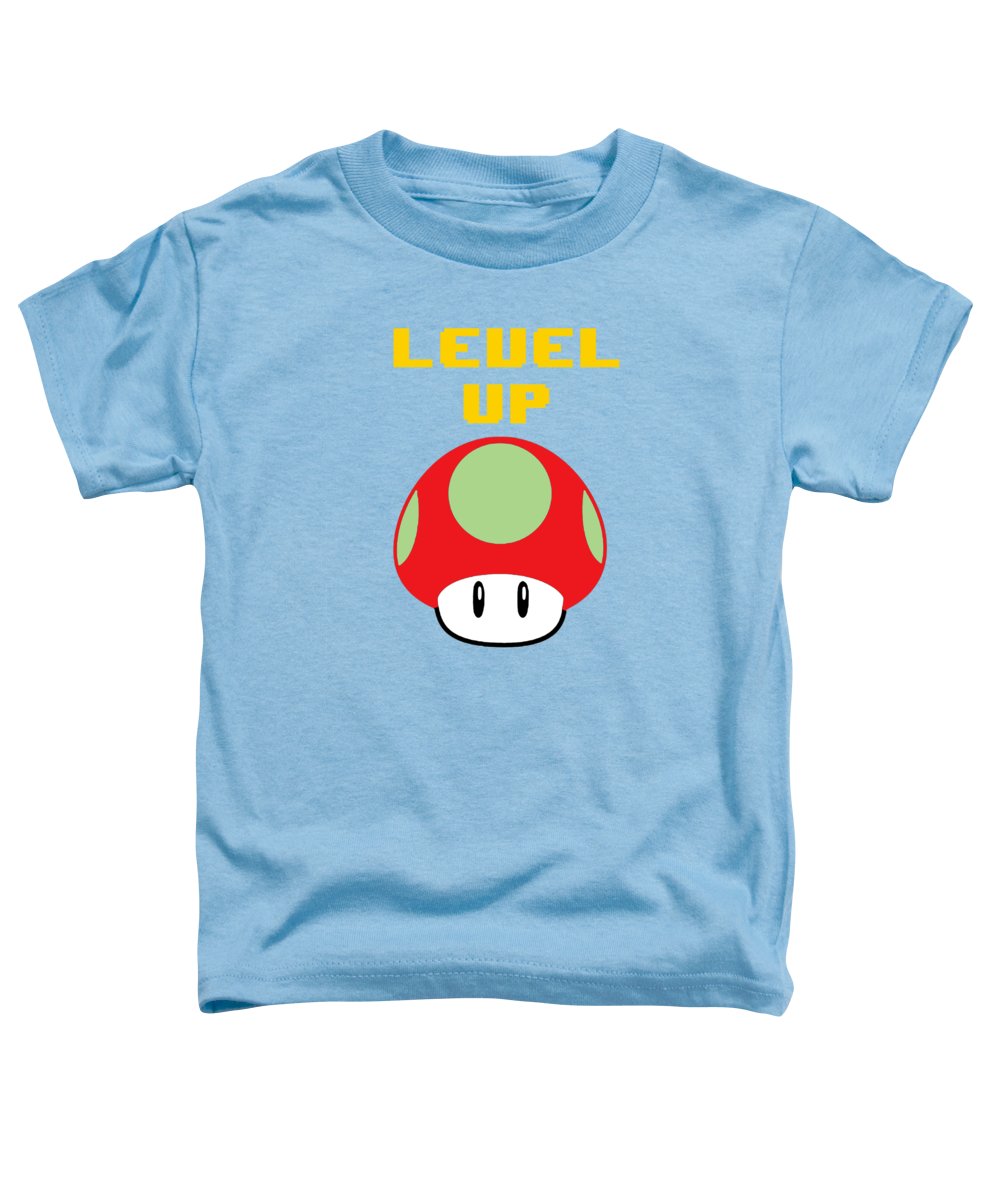 Level Up Mushroom, Classic 8 Bit Entertainment System Characters. Babies From The 80's. - Toddler T-Shirt