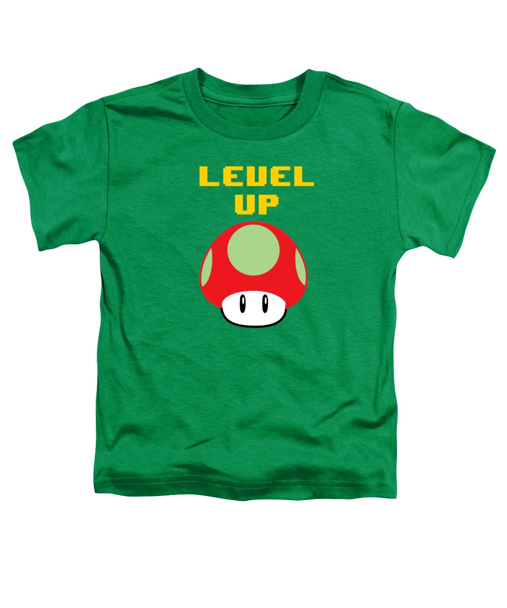 Level Up Mushroom, Classic 8 Bit Entertainment System Characters. Babies From The 80's. - Toddler T-Shirt