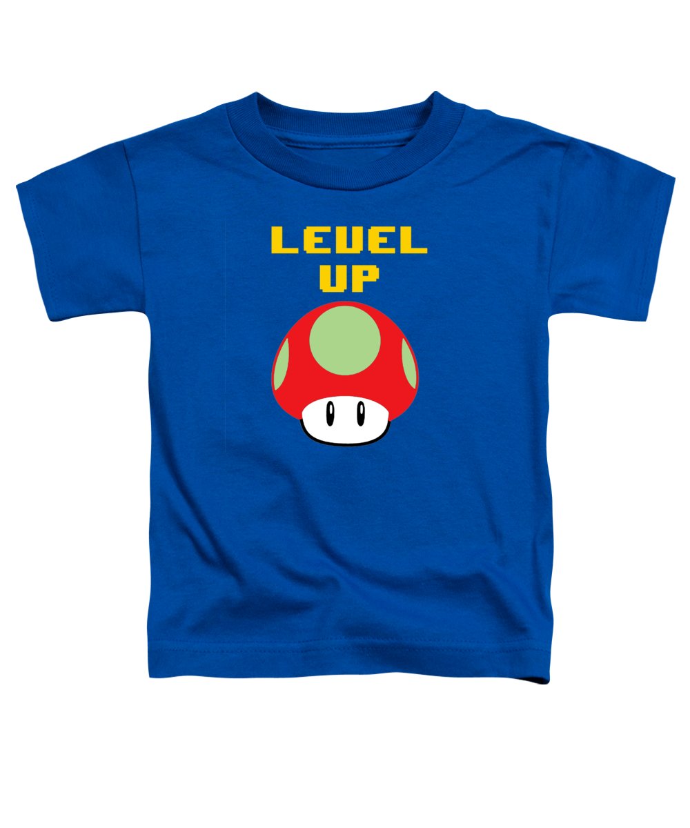 Level Up Mushroom, Classic 8 Bit Entertainment System Characters. Babies From The 80's. - Toddler T-Shirt