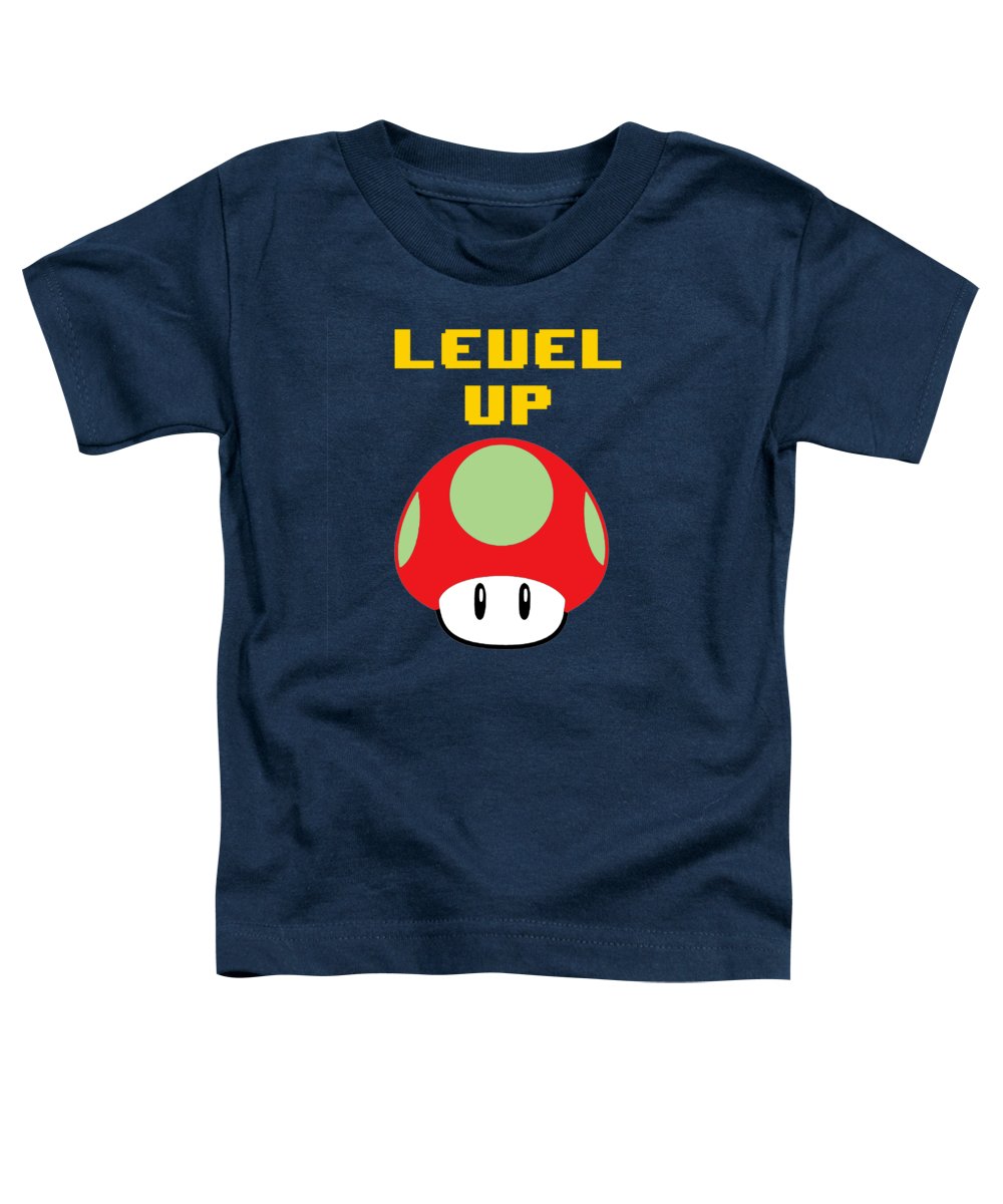 Level Up Mushroom, Classic 8 Bit Entertainment System Characters. Babies From The 80's. - Toddler T-Shirt