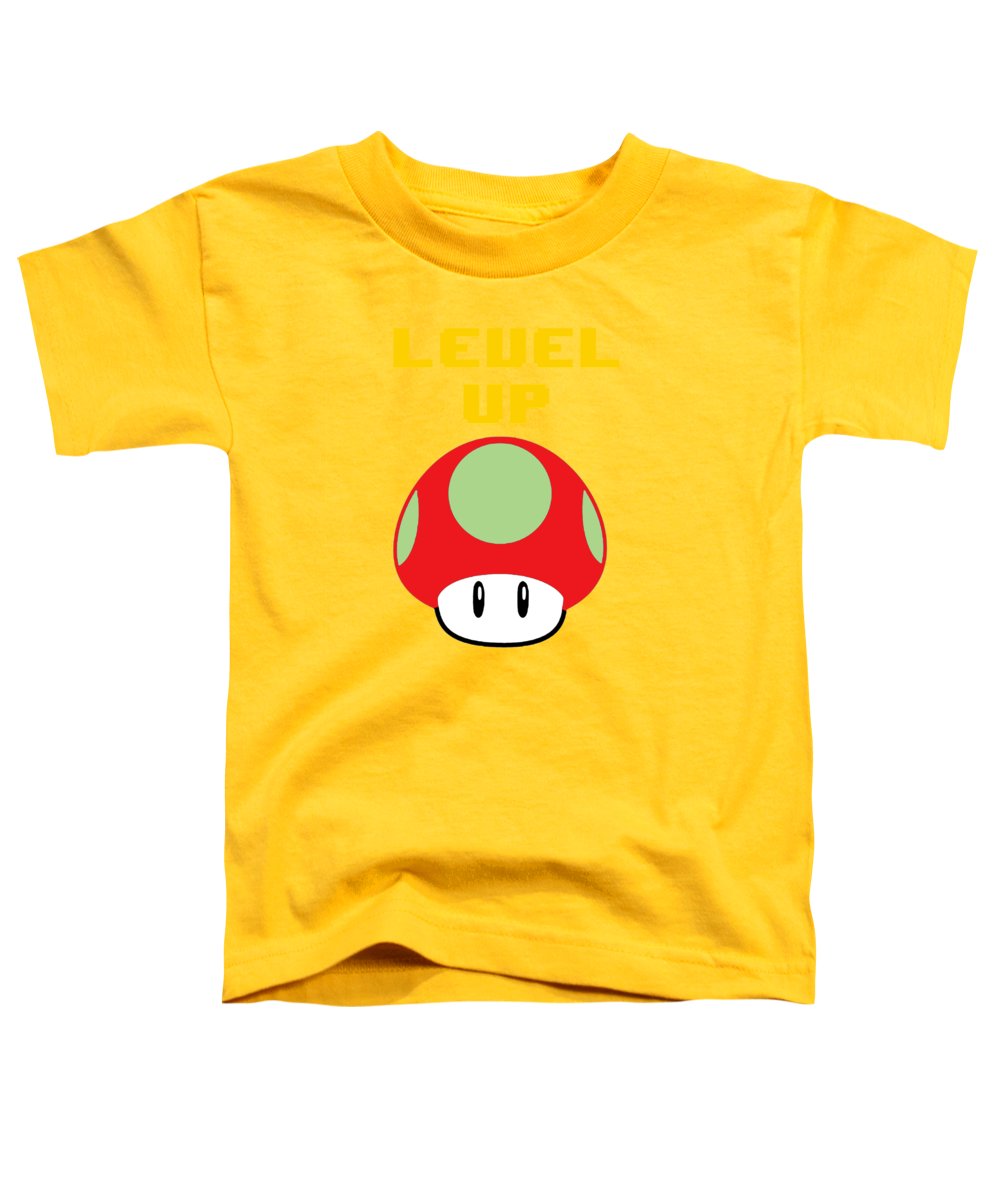 Level Up Mushroom, Classic 8 Bit Entertainment System Characters. Babies From The 80's. - Toddler T-Shirt