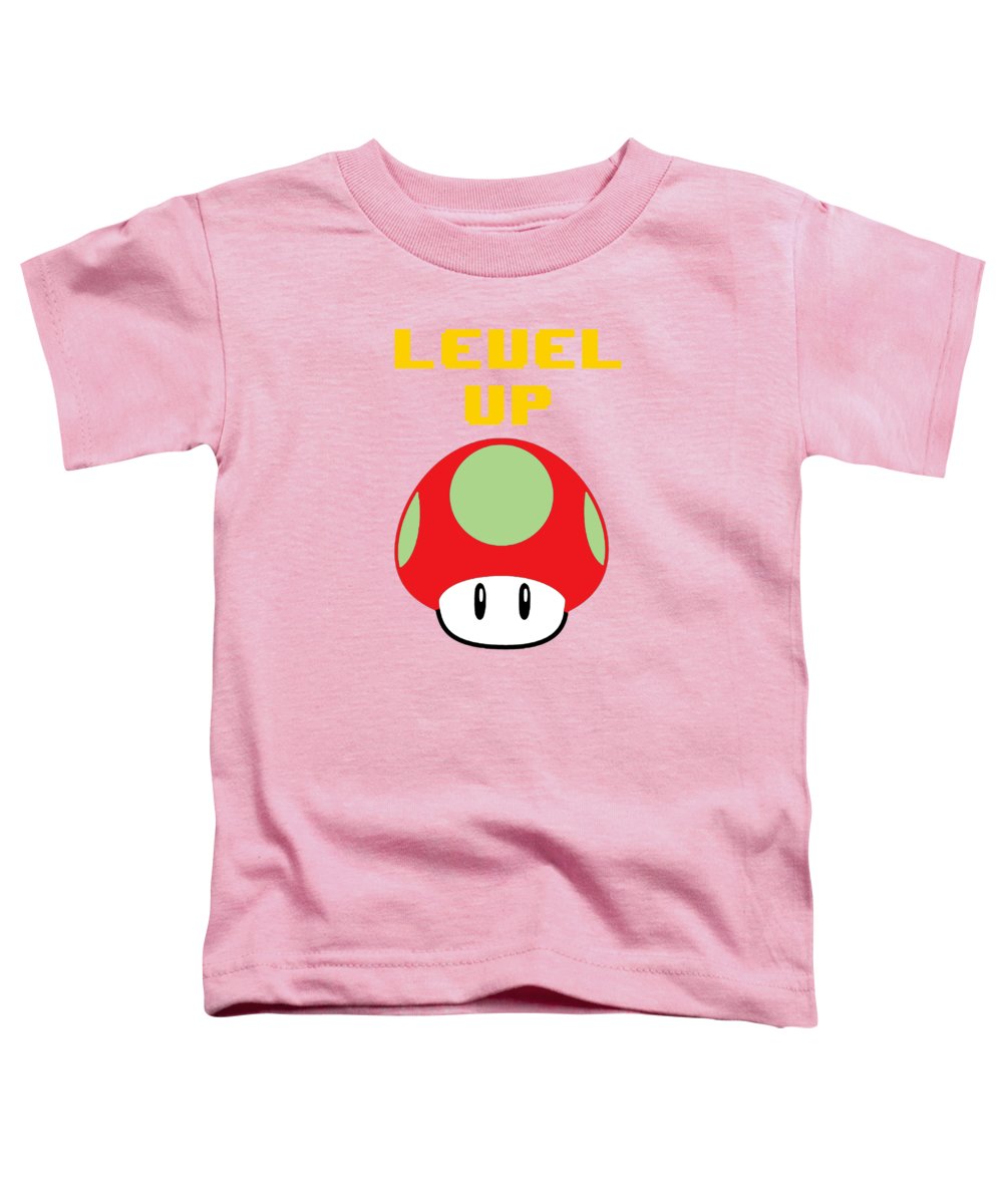 Level Up Mushroom, Classic 8 Bit Entertainment System Characters. Babies From The 80's. - Toddler T-Shirt