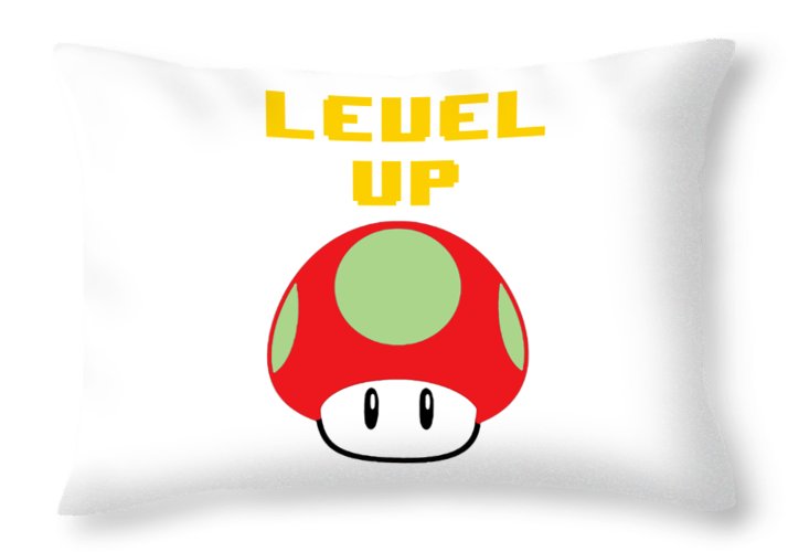 Level Up Mushroom, Classic 8 Bit Entertainment System Characters. Babies From The 80's. - Throw Pillow