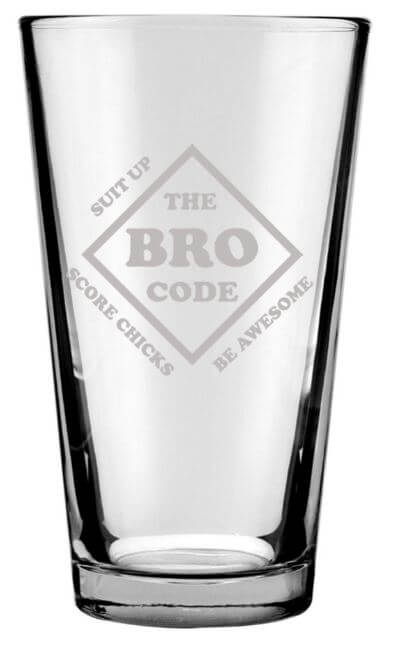 Barney Stinson Glassware Set of 4 Engraved 16oz. Drinking Glasses: The Bro Code, Legen wait for it Dary, Broda, Swag is Boys