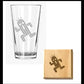 Cactuar Pint Glass and Wooden Coaster Set