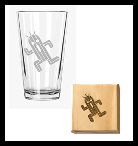 Cactuar Pint Glass and Wooden Coaster Set