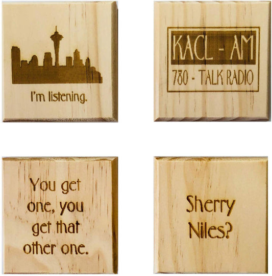 I'm Listening Coasters: Wood coaster set of 4 - KACL, Sherry Niles?, I'm Listening, and You Get One