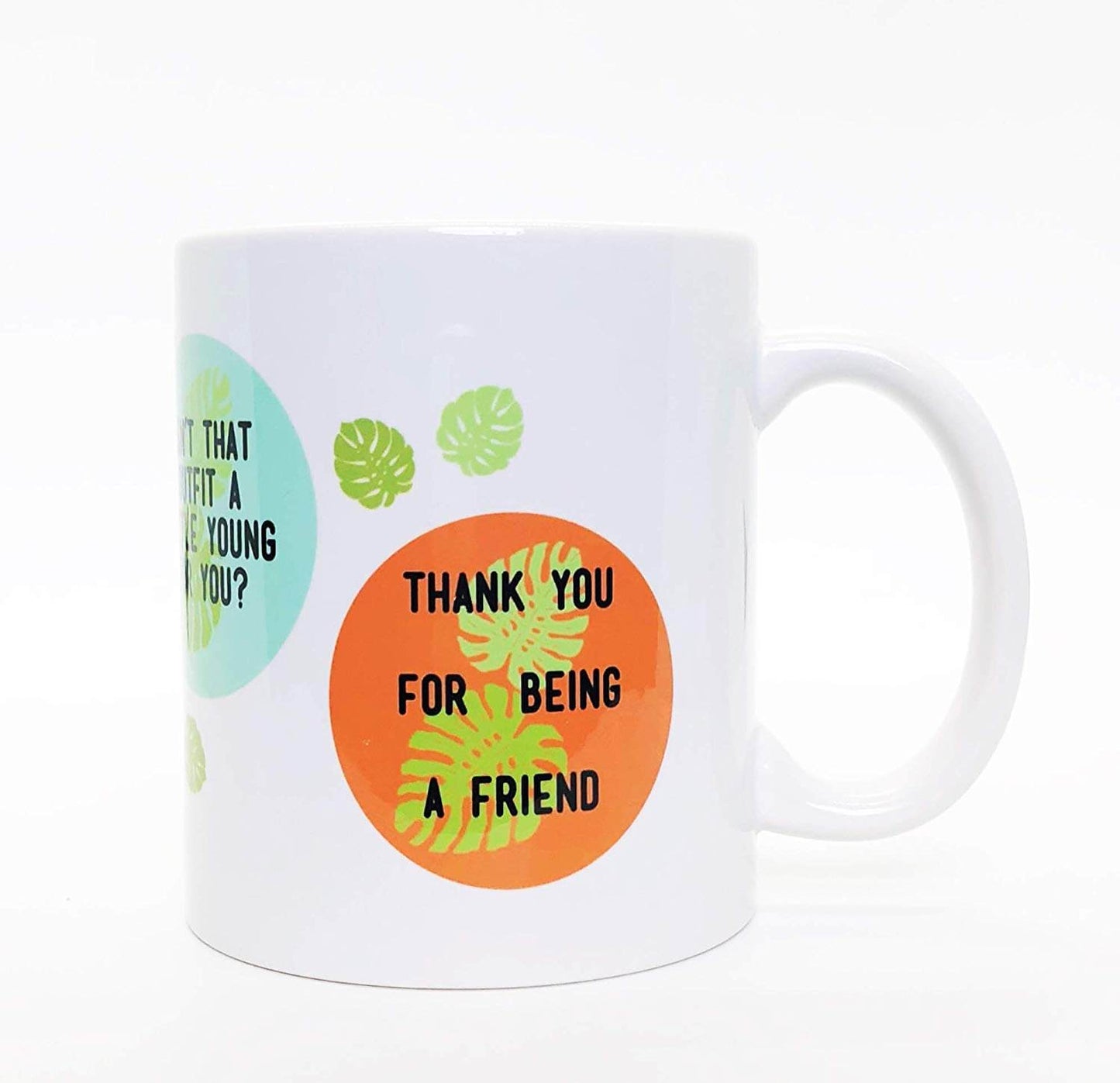 Brindle Southern Golden Girls Gift, Funny Golden Girls Coffee Mug: Sassy Quotes, Vintage Beachy Leaf Design - Thank You For Being A Friend, Cheesecake