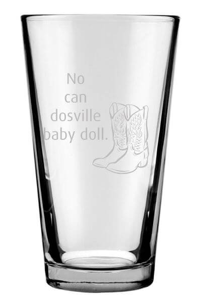 Glassware Set of Four Engraved 16 Ounce Drinking Glasses: Yellow Umbrella, Blue French Horn, Ducky Tie Suit up and Ted's Red Cowboy Boots