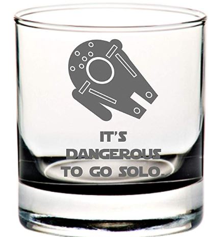 Star Wars Drinking Glass Set of 4 Etched Rocks Whiskey Glasses.