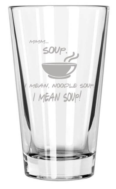 Friends Glasses Set of 4 Engraved 16 Ounce Drinking Glasses, Smelly Cat, Unagi, Pivot, Mmm Soup, Friends Fan Gift