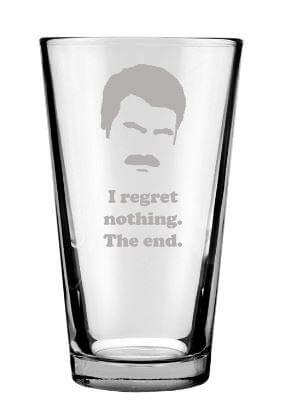 Ron Swanson Drinking Glasses: Parks and Recreation Inspired Engraved Pint Glass Gift Set for Ron Swanson Fan