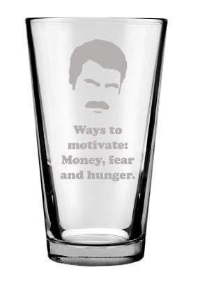 Ron Swanson Drinking Glasses: Parks and Recreation Inspired Engraved Pint Glass Gift Set for Ron Swanson Fan