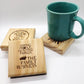 Winchester Bros. Drink Coasters - Gift Set of Four Engraved Real Wood Coasters: Anti-possession symbol, Devil's Trap,Stay inside the salt ring, and Saving people hunting things. (SPN fan gift)