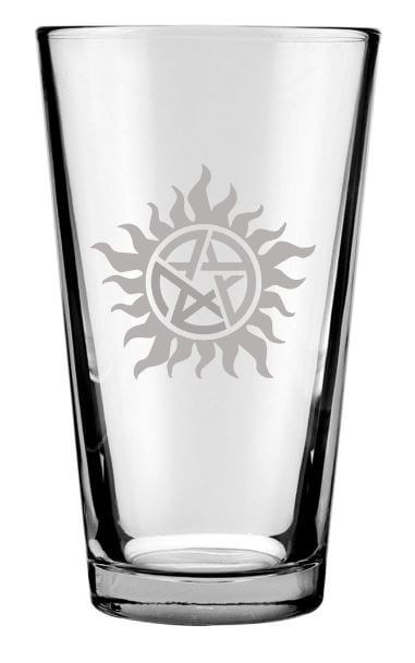 Anti-Possession and Hunting People Saving Things Engraved Drinking Glass Set of 2