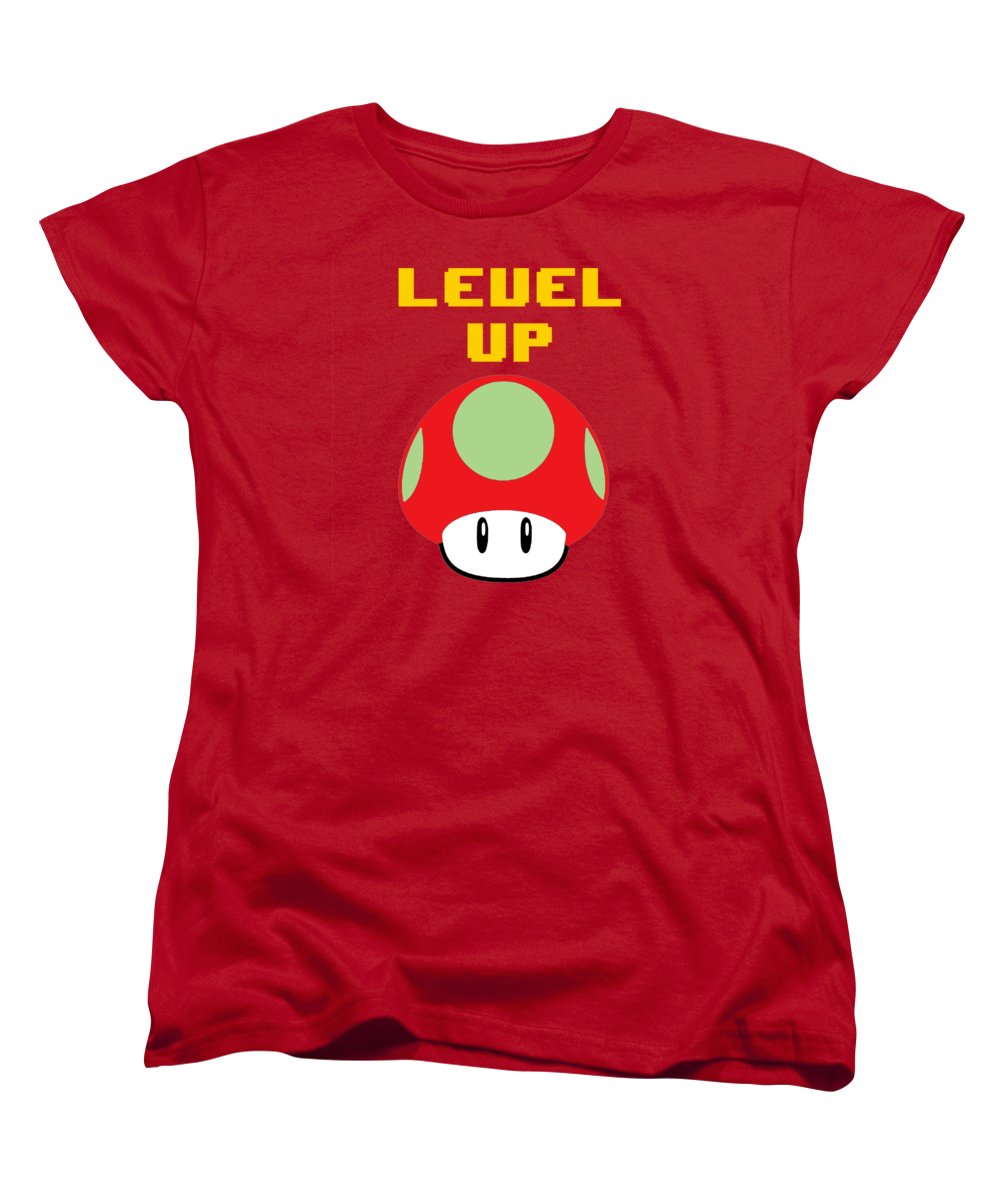 Level Up Mushroom, Classic 8 Bit Entertainment System Characters. Babies From The 80's.  - Women's T-Shirt (Standard Fit)