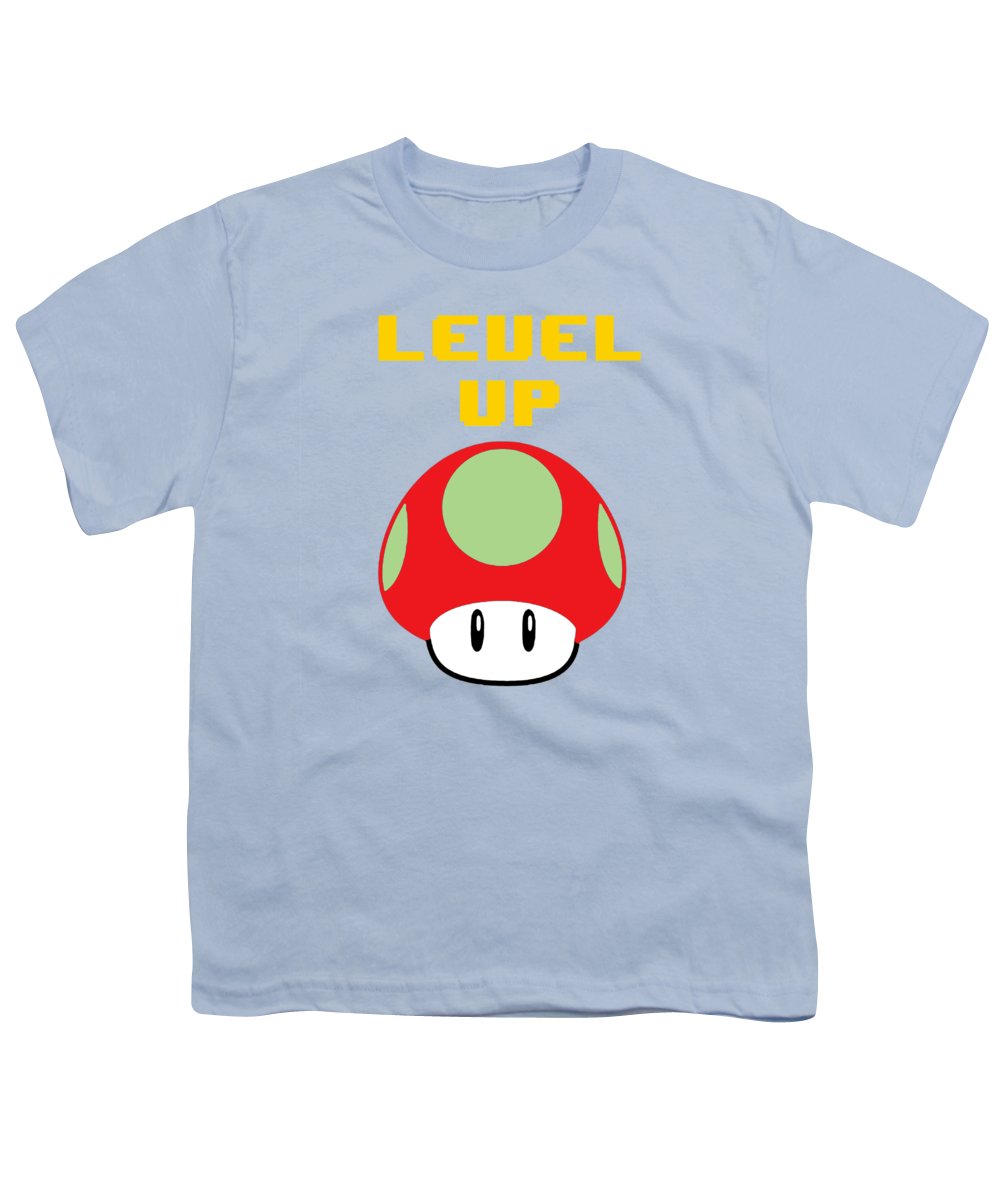 Level Up Mushroom, Classic 8 Bit Entertainment System Characters. Babies From The 80's.  - Youth T-Shirt