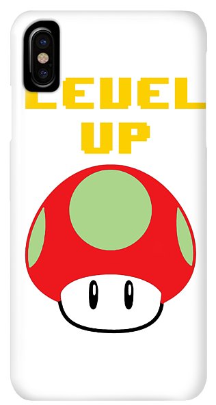 Level Up Mushroom, Classic 8 Bit Entertainment System Characters. Babies From The 80's.  - Phone Case