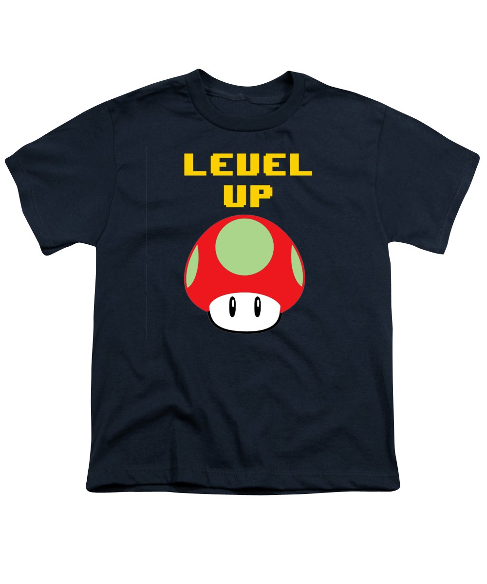 Level Up Mushroom, Classic 8 Bit Entertainment System Characters. Babies From The 80's.  - Youth T-Shirt