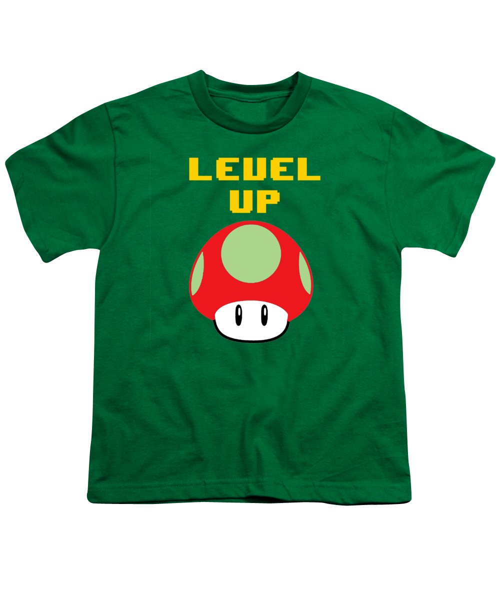 Level Up Mushroom, Classic 8 Bit Entertainment System Characters. Babies From The 80's.  - Youth T-Shirt