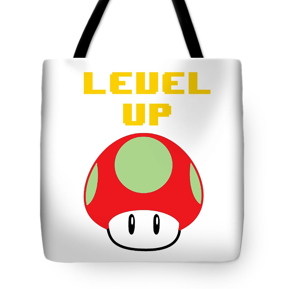 Level Up Mushroom, Classic 8 Bit Entertainment System Characters. Babies From The 80's.  - Tote Bag