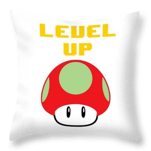 Level Up Mushroom, Classic 8 Bit Entertainment System Characters. Babies From The 80's.  - Throw Pillow