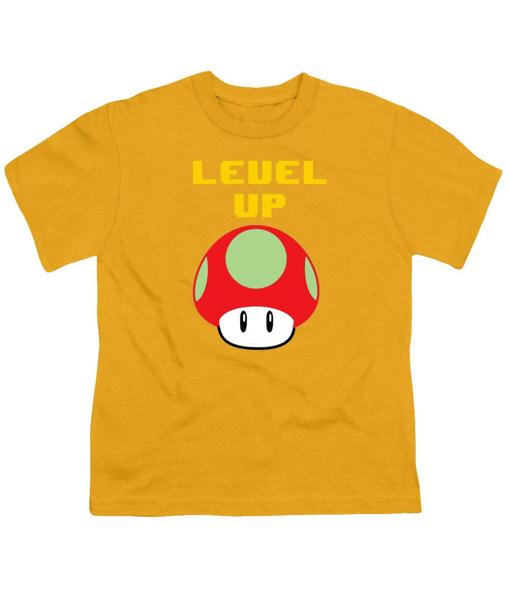 Level Up Mushroom, Classic 8 Bit Entertainment System Characters. Babies From The 80's.  - Youth T-Shirt