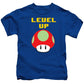 Level Up Mushroom, Classic 8 Bit Entertainment System Characters. Babies From The 80's.  - Kids T-Shirt