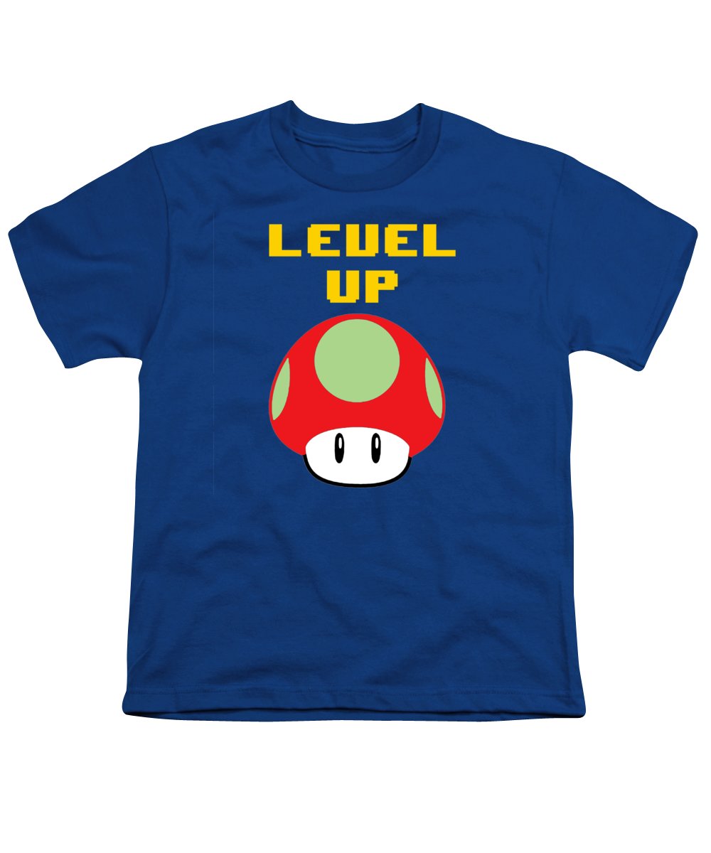 Level Up Mushroom, Classic 8 Bit Entertainment System Characters. Babies From The 80's.  - Youth T-Shirt