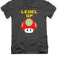 Level Up Mushroom, Classic 8 Bit Entertainment System Characters. Babies From The 80's.  - Men's V-Neck T-Shirt