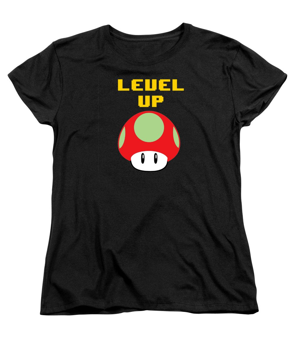 Level Up Mushroom, Classic 8 Bit Entertainment System Characters. Babies From The 80's.  - Women's T-Shirt (Standard Fit)