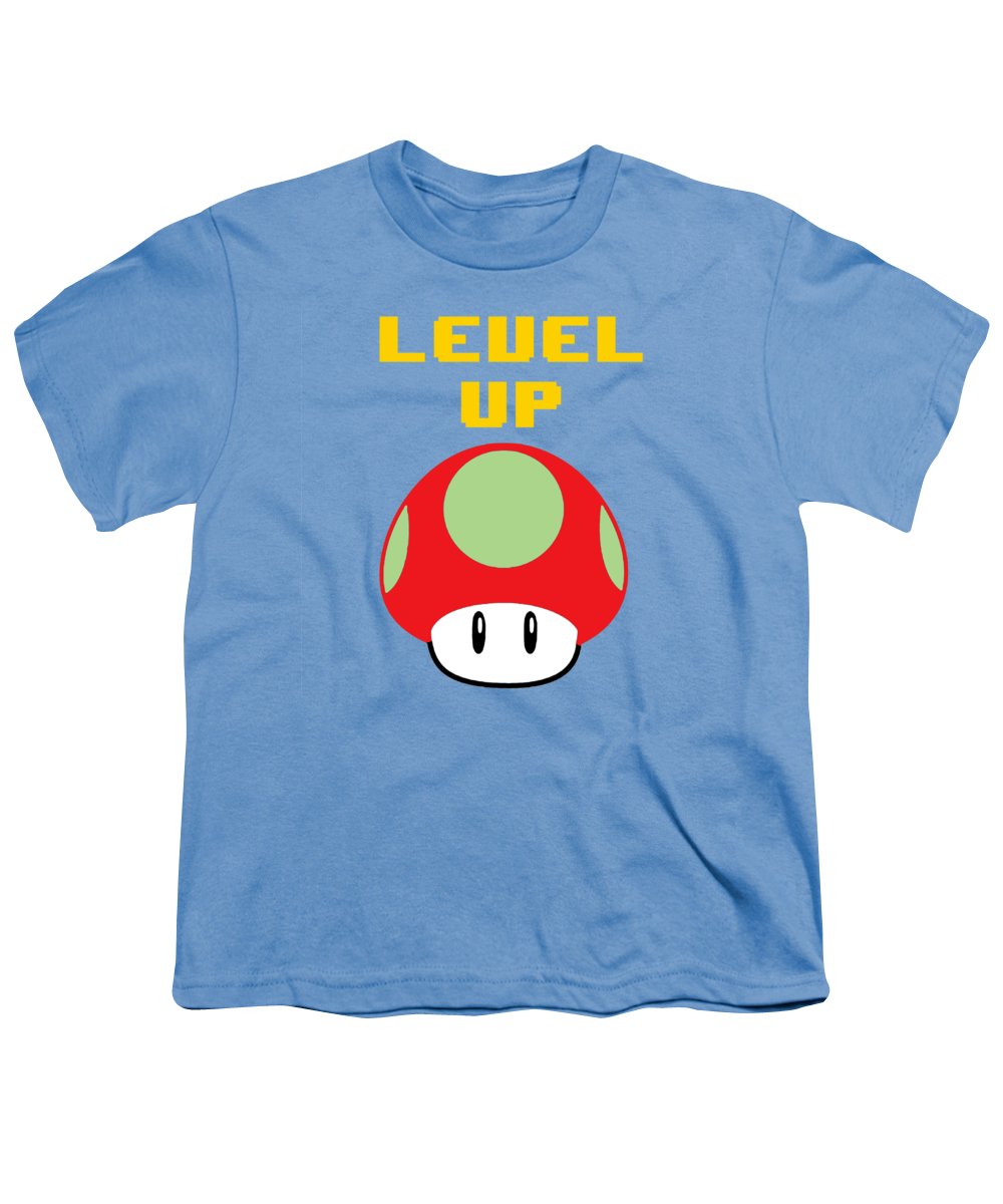 Level Up Mushroom, Classic 8 Bit Entertainment System Characters. Babies From The 80's.  - Youth T-Shirt