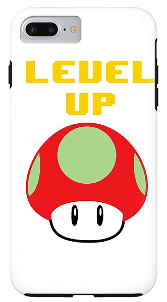 Level Up Mushroom, Classic 8 Bit Entertainment System Characters. Babies From The 80's.  - Phone Case