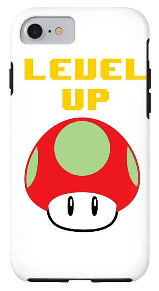 Level Up Mushroom, Classic 8 Bit Entertainment System Characters. Babies From The 80's.  - Phone Case