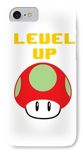 Level Up Mushroom, Classic 8 Bit Entertainment System Characters. Babies From The 80's.  - Phone Case