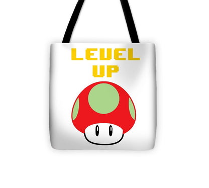 Level Up Mushroom, Classic 8 Bit Entertainment System Characters. Babies From The 80's.  - Tote Bag