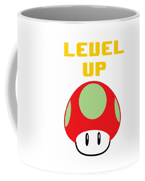 Level Up Mushroom, Classic 8 Bit Entertainment System Characters. Babies From The 80's.  - Mug