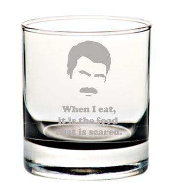 Ron Swanson Rocks Glasses: Parks and Rec Inspired Etched Whiskey Glass/Drinking Glass Gift Set for Ron Swanson Fan